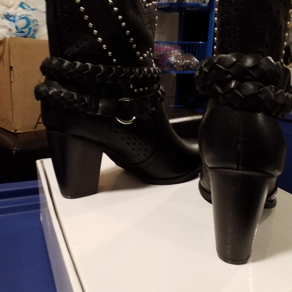 Black Studded Rope Bootie - Picture 5 of 8